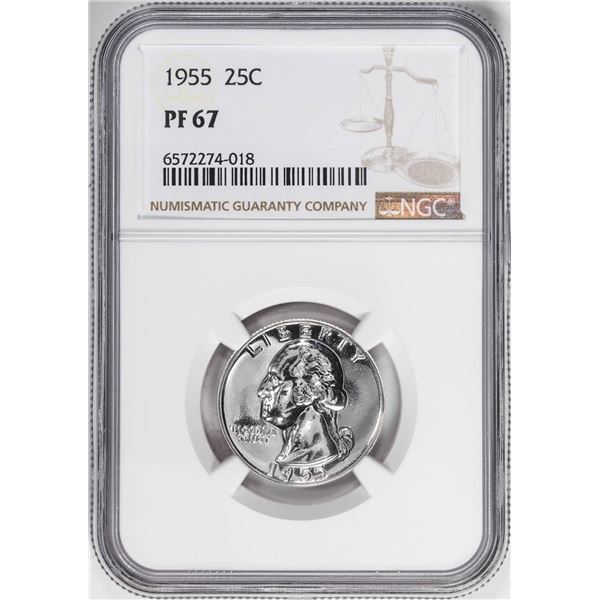 1955 Proof Washington Quarter Coin NGC PF67