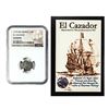 Image 1 : El Cazador Shipwreck (1772-83) Mexico 1/2 Real Silver Coin NGC Genuine w/ Story Card
