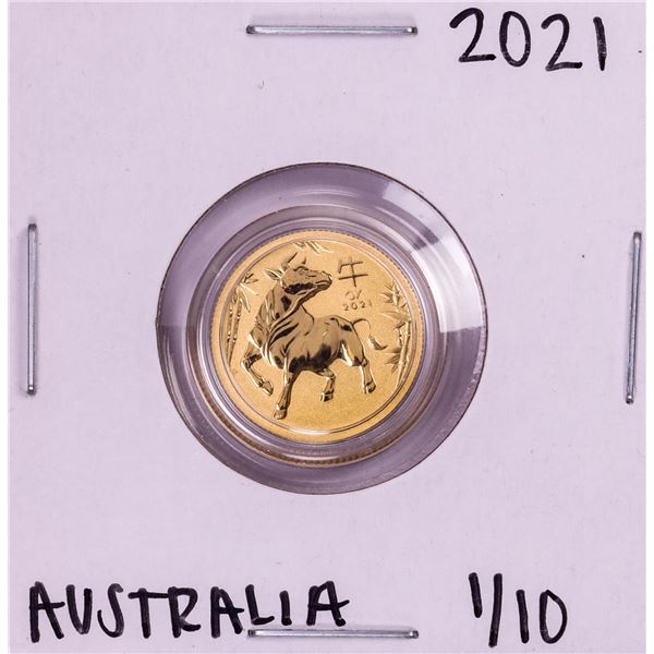 2021 Australia $15 Lunar Year of the Ox 1/10 Oz Gold Coin
