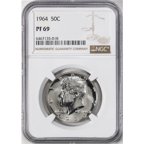 1964 Proof Kennedy Half Dollar Coin NGC PF69