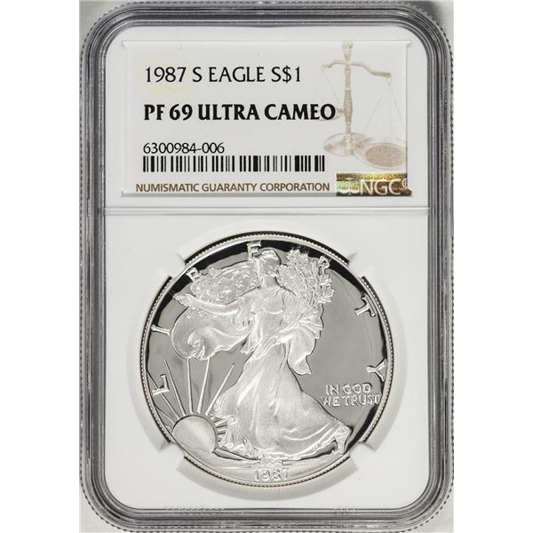 1987-S $1 Proof American Silver Eagle Coin NGC PF69 Ultra Cameo