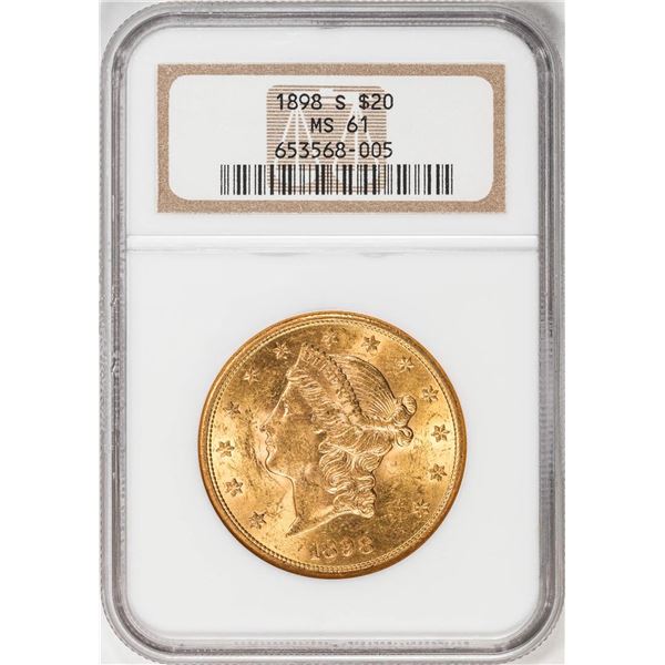 1898-S $20 Liberty Head Double Eagle Gold Coin NGC MS61