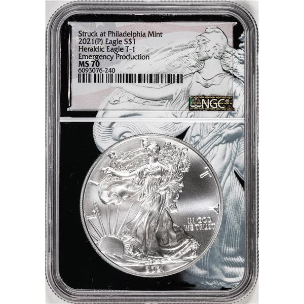 2021(P) Type 1 $1 Heraldic American Silver Eagle Coin NGC MS70 Philadelphia Mint