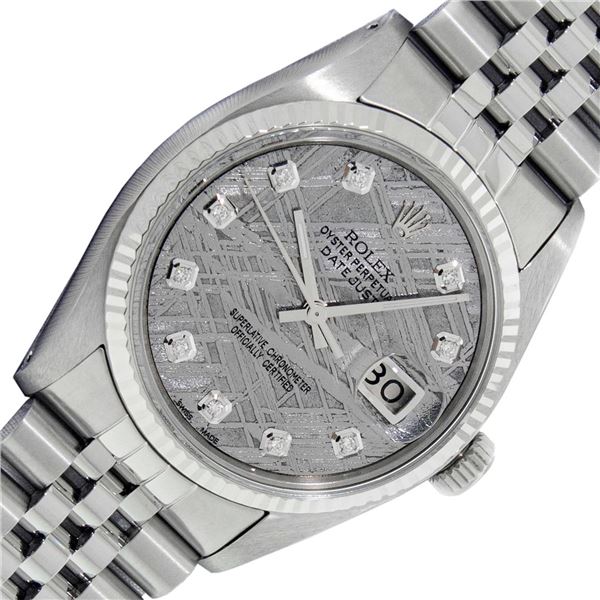 Rolex Men's Stainless Steel Meteorite Diamond Datejust Wristwatch