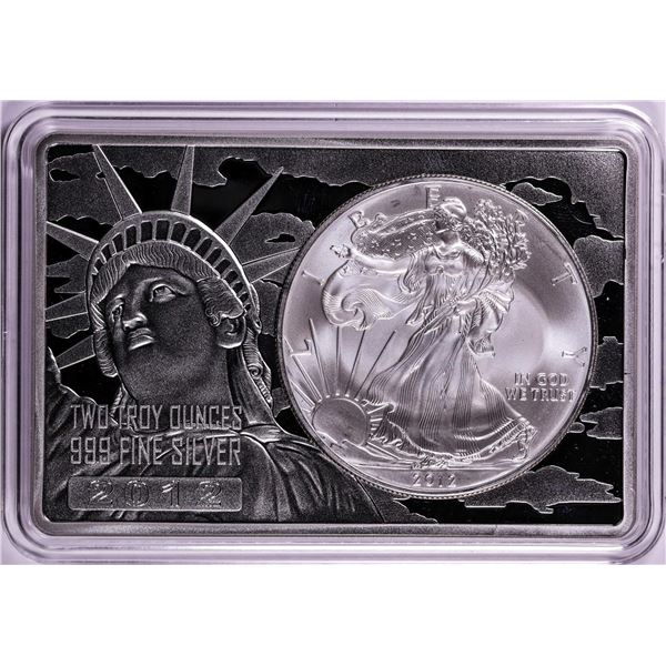 2012 $1 American Silver Eagle Coin & 2oz Silver Bar Set