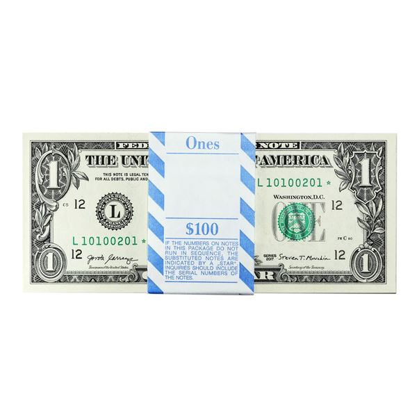Pack of (100) Consecutive 2017 $1 Federal Reserve STAR Notes San Francisco