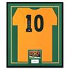 Image 1 : Framed Cut Display Of Jersey Hand Signed By Pele With Beckett Hologram Authentication
