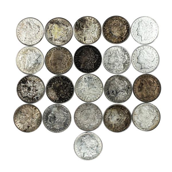 Lot of (21) 1921 $1 Morgan Silver Dollar Coins Culls