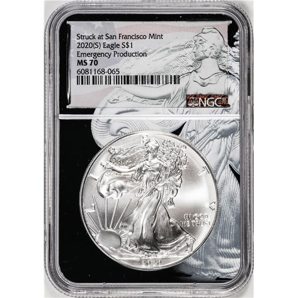 2020(S) $1 American Silver Eagle Coin NGC MS70 Emergency Production San Francisco
