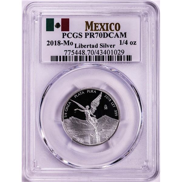2018-Mo Mexico Proof 1/4 oz Silver Libertad Coin PCGS PR70DCAM