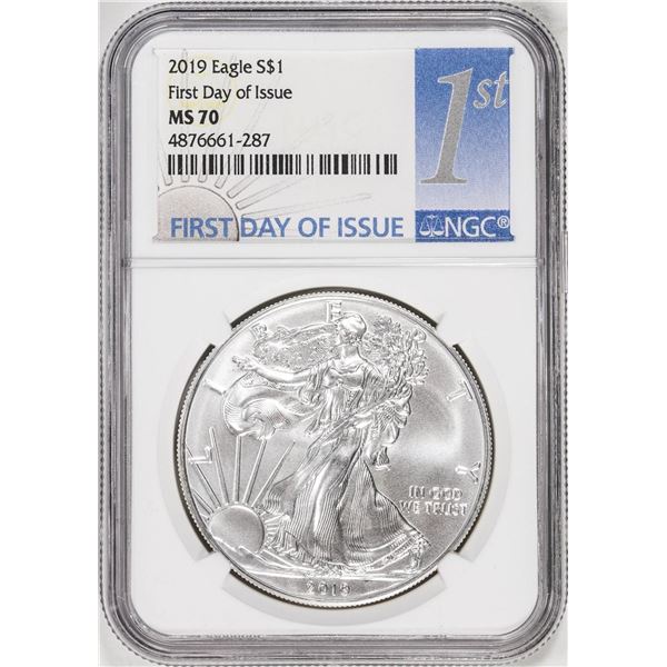2019 $1 American Silver Eagle Coin NGC MS70 First Day of Issue