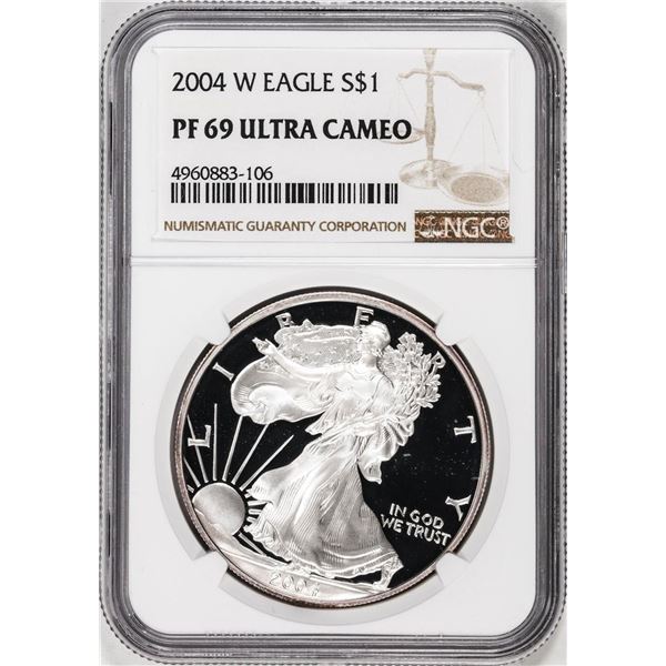 2004-W $1 Proof American Silver Eagle Coin NGC PF69 Ultra Cameo