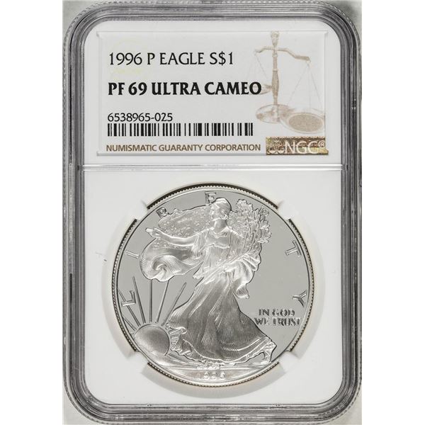 1996-P $1 Proof American Silver Eagle Coin NGC PF69 Ultra Cameo