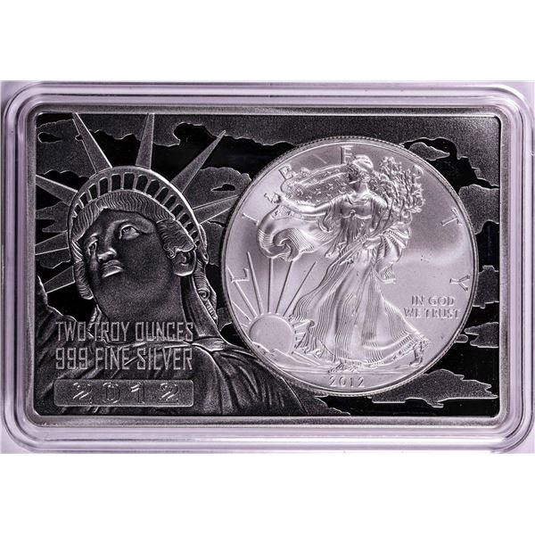 2012 $1 American Silver Eagle Coin & 2oz Silver Bar Set