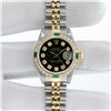 Image 3 : Rolex Ladies Two Tone Green Vignette Diamond & Emerald Datejust Wristwatch