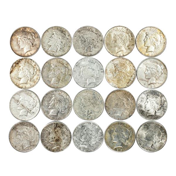 Lot of (20) $1 Peace Silver Dollar Coins Culls