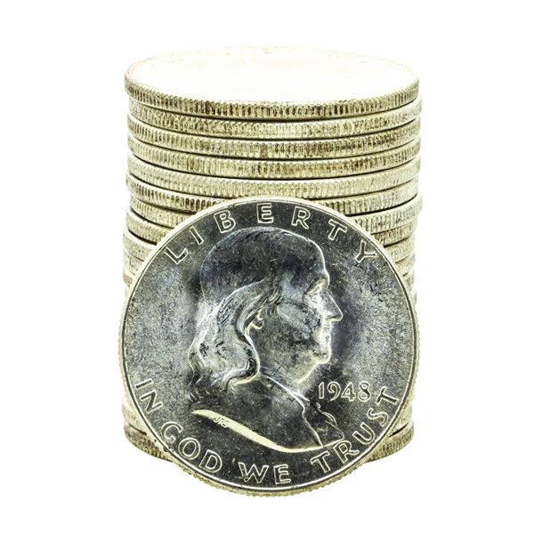 Roll of (20) Brilliant Uncirculated 1948-D Franklin Half Dollar Coins