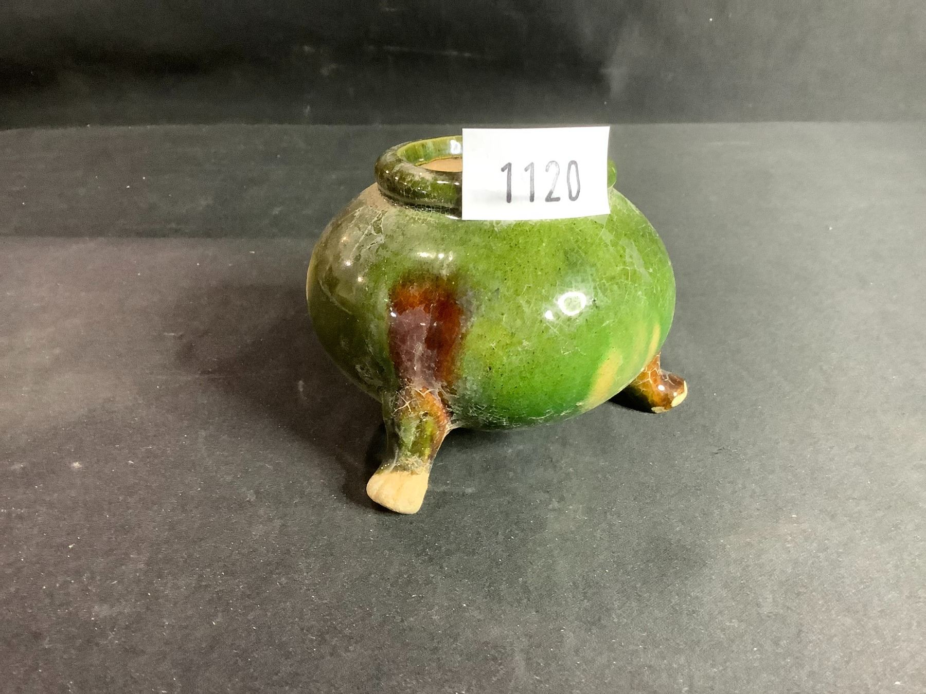 SAN-TSAI GLAZED TRI-FOOT BRUSH POT