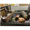 Image 2 : SHELF OF VINTAGE TOOLS, SPOTLIGHT, PORTABLE TV *NO CHARGERS*
