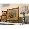 Image 1 : PETTIPOINT ART PIECE, LAMP, AND CHRISTMAS BEAR