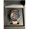 Image 2 : NEW MENS LATOR CALIBRE L9180 CHRONOGRAPH WATCH, 42 MM CASE, BLACK DIAL WITH RED DETAILING