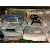 Image 2 : 6 BINS OF EXTENSION CORDS, FACE MASKS, FACE SHIELDS, STRAPS, AND MORE