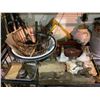 Image 2 : SHELF LOT OF VINTAGE HAND TOOLS, LAMP, PAILS, AND MORE