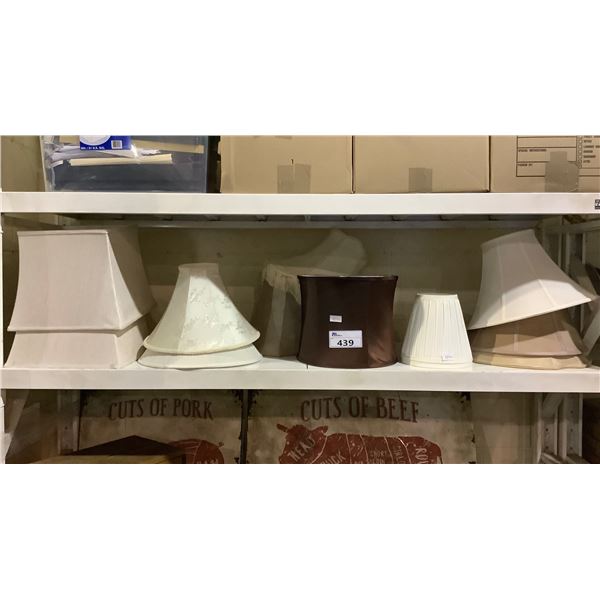 SHELF LOT OF ASSORTED LIGHT FIXTURE SHADES