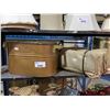 Image 2 : SHELF OF ASSORTED COPPER BIN, BURLAP SACK, TIN, AND MORE