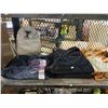 Image 2 : ASSORTED CLOTHING, BELTS, BLANKET, WALL MOUNT BELT & TIE RACK & MORE