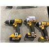 Image 1 : 3 DEWALT CORDLESS DRILLS & 2 BATTERIES