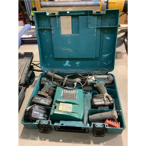 Makita 18v cordless hammer drill with battery and charger and case Clearance