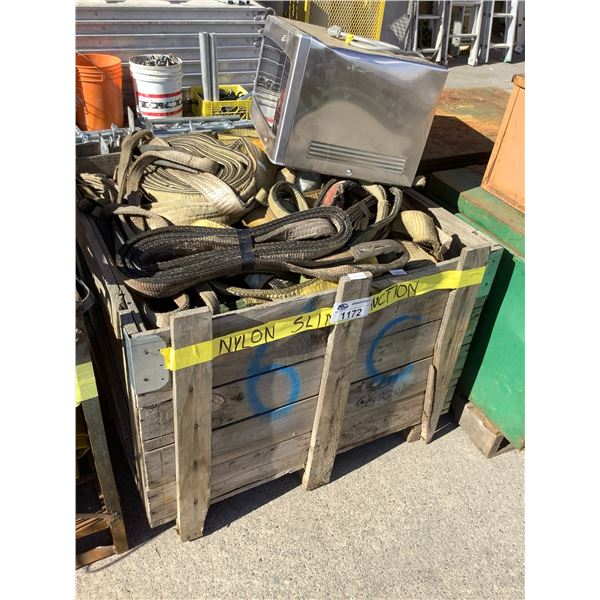 BIN OF VARIOUS SIZE AND WEIGHT CLASS LOAD SLINGS