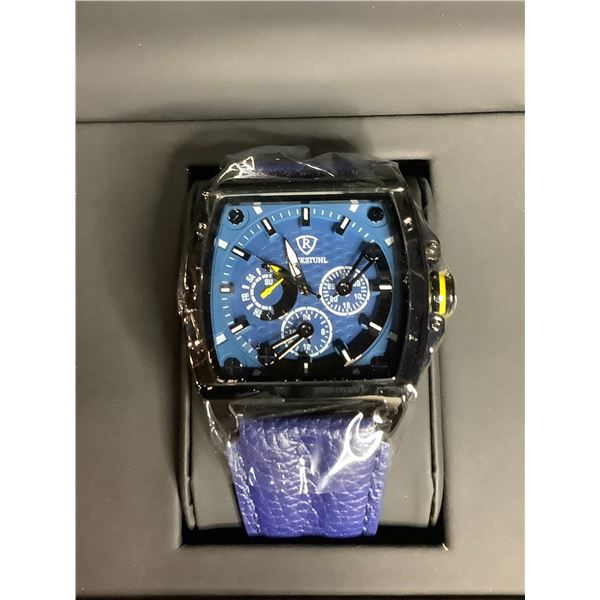 *NEW* MEN'S RUCKSTUHL R300 CHRONOGRAPH WATCH  BLUE MULTI-FUNCTION DIAL, 3ATM WATER RESISTANT