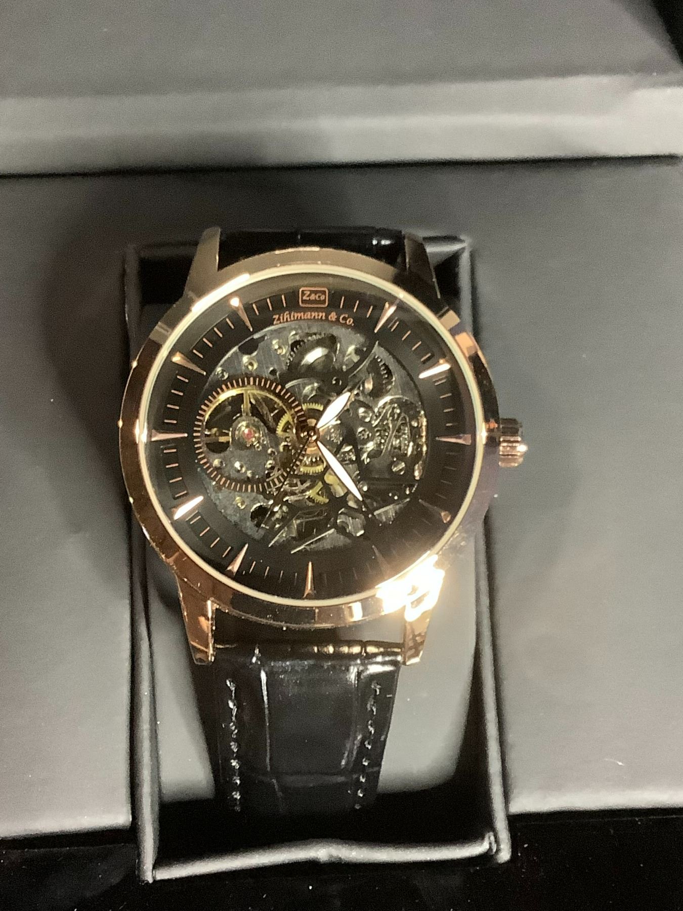 NEW MENS ZIHLMANN CO AUTOMATIC WATCH Z210 SKELETON DIAL GENUINE new-mens-zihlmann-co-automatic-watch-z210-skeleton-dial-genuine