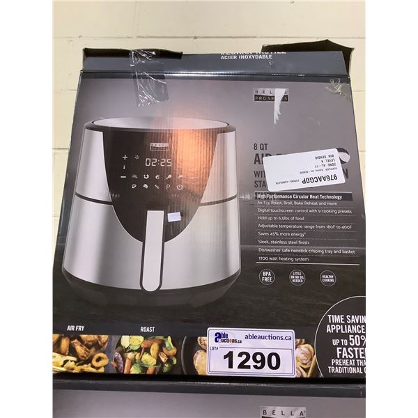 BELLA PRO SERIES 8QT STAINLESS STEEL AIR FRYER WITH TOUCHSCREEN