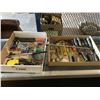 Image 1 : LOT OF ASSORTED TOOLS, INCLUDES, HEAT SHRINK TUBES, SCREWDRIVERS, SPADE DRILL BITS, AND MORE