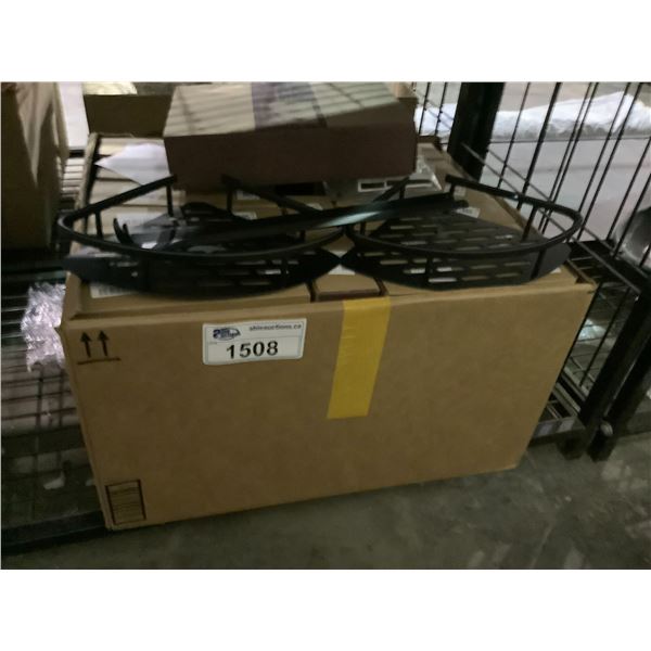 BOX OF METAL CORNER SHELVING