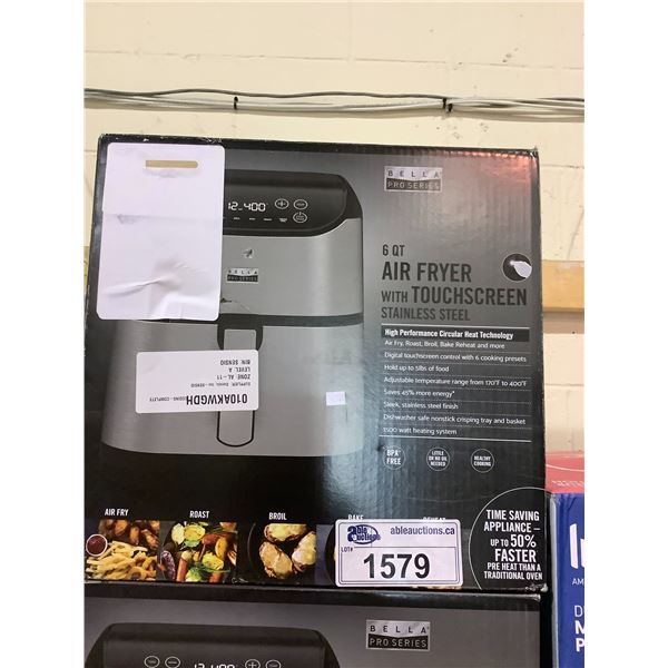 BELLA PRO SERIES 6QT STAINLESS STEEL AIR FRYER WITH TOUCHSCREEN