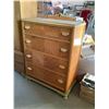 Image 1 : CIRCA 1940'S CARVED BLONDE WALNUT 4 DRAWER HIGHBOY DRESSER