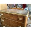 Image 2 : CIRCA 1940'S CARVED BLONDE WALNUT 4 DRAWER HIGHBOY DRESSER