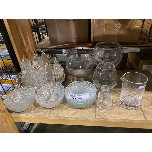 ASSORTED CUPS, POURERS, PLATES AND MORE