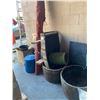 Image 2 : ASSORTED PLANTERS, FOLDING TABLES AND TARP