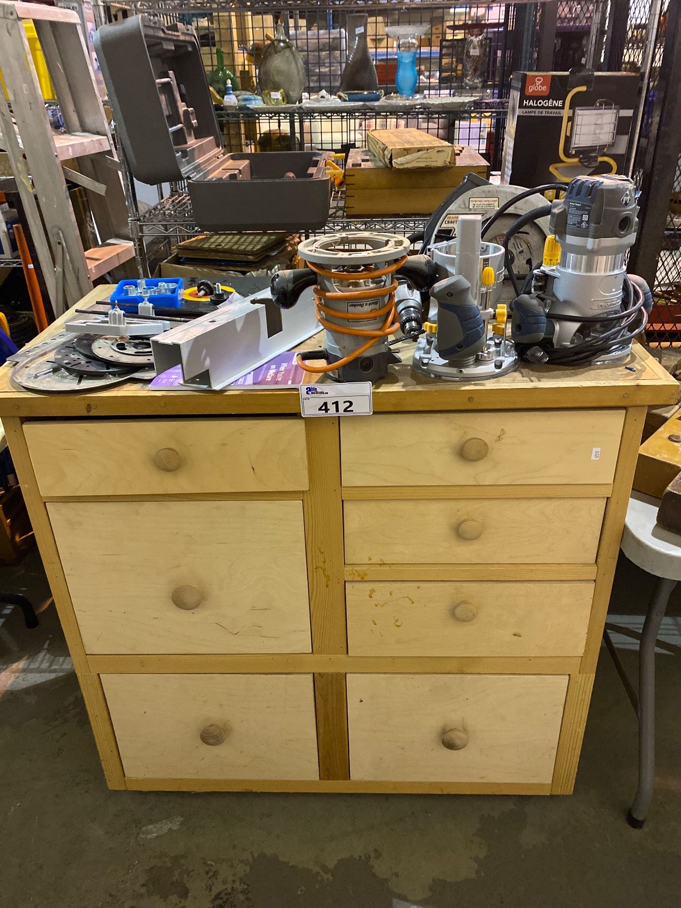 Custom Built Tools CUSTOM-BUILT TOOL BENCH WITH CONTENTS INCLUDING ASSORTED WOODWORKING ...