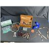 Image 1 : WOODEN JEWELRY BOX WITH ASSORTED CONTENTS, FUJIFILM FINE PIX J10 CAMERA AND WOLF JEWELRY BOX