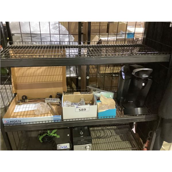 ASSORTED ITEMS INCLUDING; CRYSTAL, KEURIG, TAP & MORE