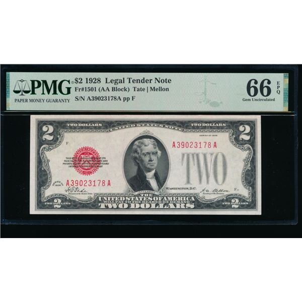 1928 $2 Legal Tender Note PMG 66EPQ