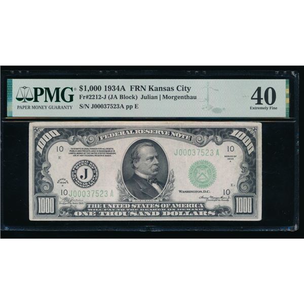 1934A $1000 Kansas City FRN PMG 40