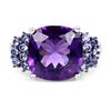 Image 2 : Plated Rhodium 5.85ct Amethyst and Tanzanite Ring