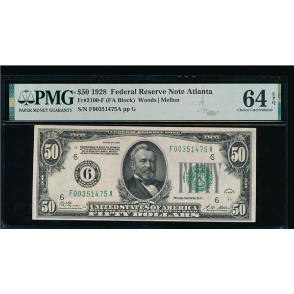 1928 $50 Atlanta FRN PMG 64EPQ